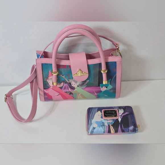 Disney Handbags - ⭐️Loungefly Disney Sleeping Beauty Crossbody Bag And Matching Wallet